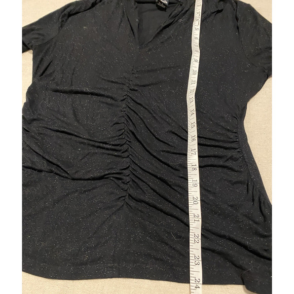 Rafaella Knit Blouse Womens Size Medium Black w Sparkles Pullover Stretch Top - Picture 12 of 13